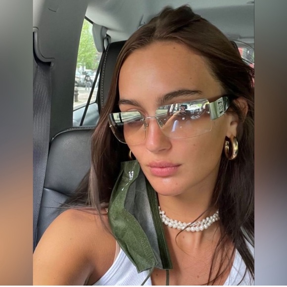 Chanel 4117 Rimless Crystal Rhinestone CC Y2K Sunglasses Black Silver Hue - Picture 2 of 16